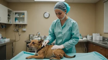 En veterinær som utfører en operasjon på et dyr.