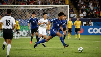 En fotballspiller som scorer et mål i en turneringskamp.