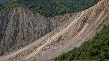 Et stort steinskred i et fjellområde, med store steiner og jord spredt over landskapet.