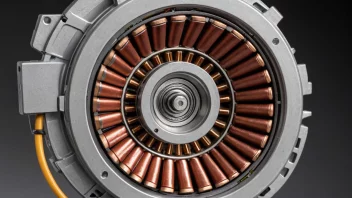 Et bilde av en stator i en elektrisk motor, som viser statorviklingene og magneten.