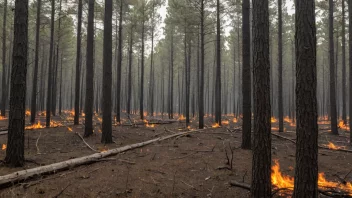 En skog med brannsikrings tiltak.