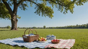 Et fredelig landskap uten vind, perfekt for en piknik.