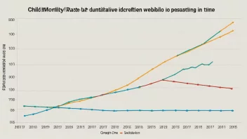 En graf som viser barnemortaliteten i ulike land, med en nedadgående trend over tid.