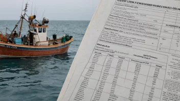 En fiskebåt med en rapport i forgrunnen, som viser fiskekvotene for inneværende periode.