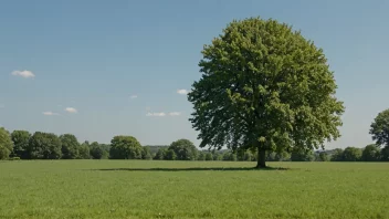 En markfreser på en åker, med noen trær og en blå himmel