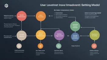 En illustrasjon av en brukerinvolveringsmodell, som viser de forskjellige stadiene og prosessene involvert i å involvere brukerne i produktutvikling.