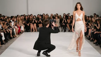 En fashionfotograf tar bilder av en modell på en catwalk