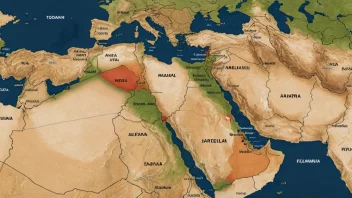 Et kart som viser plasseringen av flere arabstater i Midtøsten