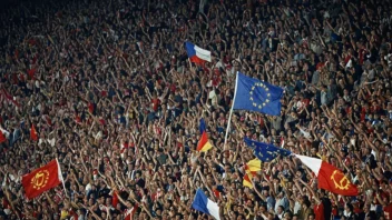 Et europacupmøte på et fotballstadion med begeistrede tilskuere.