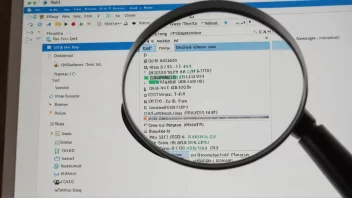 En bilde av en dataskjerm som viser en fils formatdata, med et forstørrelsesglass som fremhever detaljene.