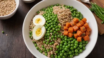 Et sunt og appetittlig ertemåltid med en blanding av fargerike grønnsaker og hele korn.