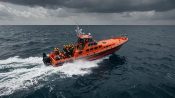 En båtulykke til sjøs med mennesker i nød og redningsteam som responderer.