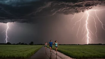 En sommerstorm med kraftig regn og lyn