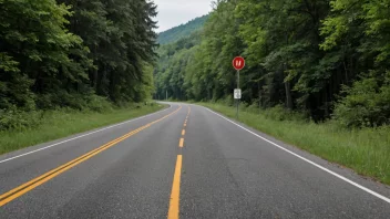 En fartsgrense-skilt som indikerer en fartsgrense på 80 km/t på en vei i en skog.