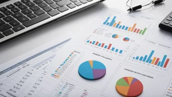 En detaljert illustrasjon av en finansiell rapport med diagrammer og grafer som viser et selskaps likvider og forpliktelser.