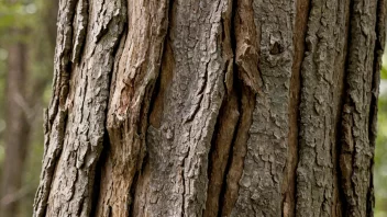 En hardbarktreetrunk med en røff, gråbrun bark