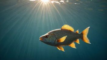 En fisk som svømmer nær overflaten av vannet.