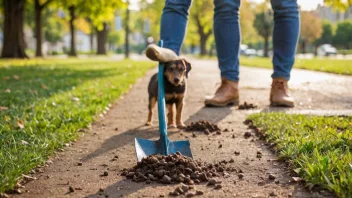 En person som plukker opp hundeavføring i en offentlig plass.