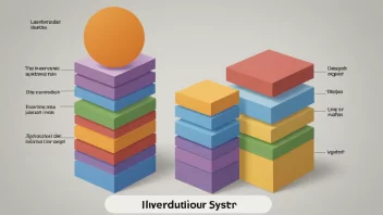 Et lagsystem med flere nivåer, hvor hvert nivå representerer en annen lag eller nivå.