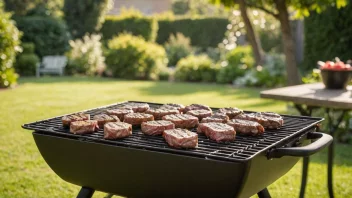 En grillform med kjøtt på en grill, perfekt for en sommergrill.