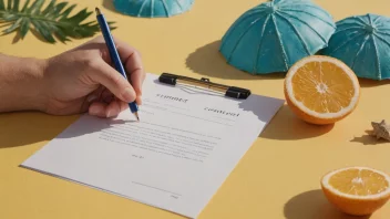 En person som signerer en kontrakt med en sommer-tema bakgrunn, symboliserer en midlertidig arbeidsavtale