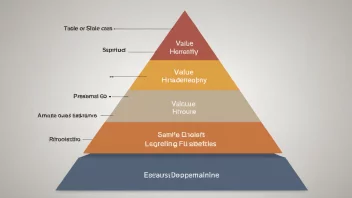 Et verdihierarki-pyramide med ulike verdier rangert etter deres betydning.