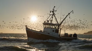 En fiskebåt i en stor skole sild