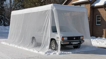 En snøværskjerm eller vindskjerm, vanligvis laget av stoff eller plast, brukt til å beskytte mot snø og vind.