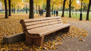 En tre-støttebenk i en park med mennesker som sitter på den og hviler føttene sine.