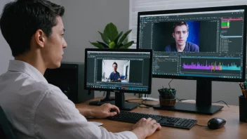 En person som redigerer en video på en datamaskin.