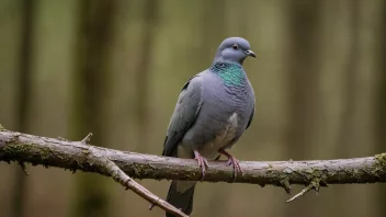 En skogdue sittende på en gren i skogen.