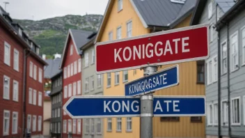 En gatestolpe med navnet 'Kongsgate' i en norsk by.