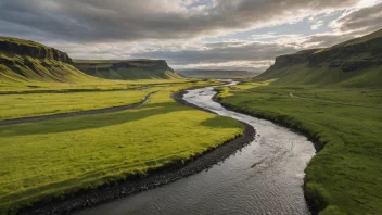 Elva Þjórsá renner sakte gjennom det islandske landskapet.