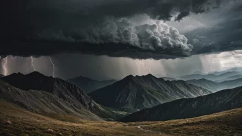 En fjellstorm med kraftig regn og sterk vind