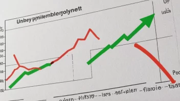 En graf som viser en nedgang i arbeidsledigheten, med en rød pil som peker nedover og en grønn hake i hjørnet.