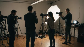 Et team av fotografer som samarbeider i et studio