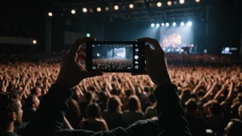 En person som filmer en konsert med et kamera.