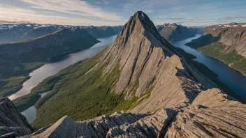 Et fjellandskap med en sauebæformasjon