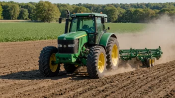 En traktor som trekker en plog gjennom et jorde.