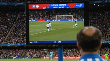 En TV-skjerm som viser en fotballkamp