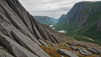 En mikaskifer bergformasjon i et norsk landskap.