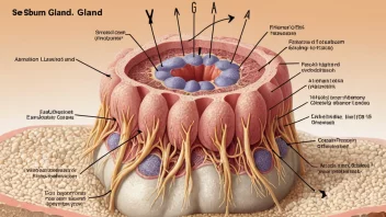En illustrasjon av en sebumkjertel, som viser dens rolle i å produsere sebum og bidra til hudens helse.