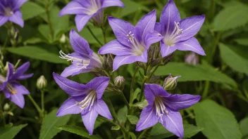 Norges nasjonalblomst, purpurklokke, i en blomstereng.