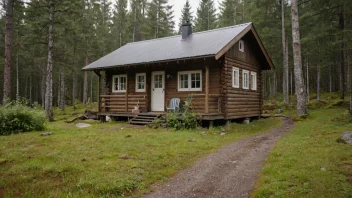 En koselig hytte i skogen, perfekt for en feriebolig.