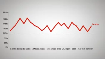 En graf som viser en betydelig økning i salg eller vekst, med en rød linje som indikerer en syvdobling.