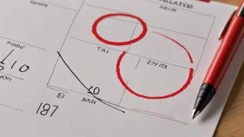 En kalender med en rød sirkel rundt en bestemt dato, med en penn og et ark med en betalingsplan i bakgrunnen.