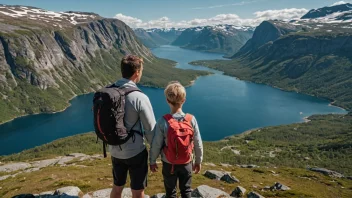 En familie på tur i de norske fjellene.