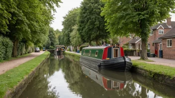 En narrowboat på en fredelig kanal