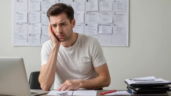 En person som opplever ubehag eller kvalme på grunn av stress eller følelsesmessig belastning.