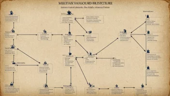 Et diagram som viser strukturen til en militær organisasjon, med ulike nivåer av kommando og enheter.